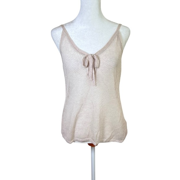 Eloise Anthropologie Crochet Knit Mesh Soft Layering Tank Top Babydoll Wool Sz M - Picture 1 of 11